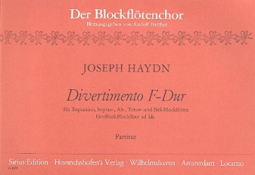 DIVERTIMENTO F-DUR BARYTONTRIO NR. 73 FUER SSATBB BLOCKFLOETEN PARTITUR