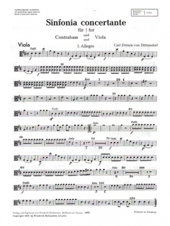 Sinfonia concertante D-Dur fr Viola, Kontraba und Orchester Viola