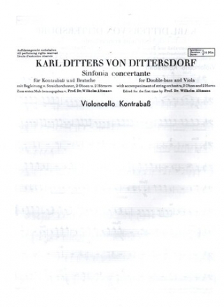 Sinfonia concertante D-Dur fr Viola, Kontrabass und Orchester Violoncello/Kontrabass