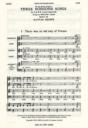 3 Nonsense Songs  for mixed chorus score (en)
