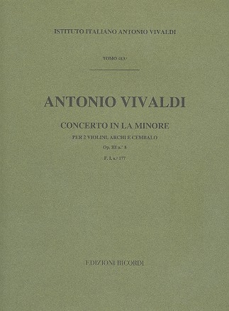 Konzert a-Moll op.3,8 fr 2 Violinen, Streicher und Bc,  Partitur