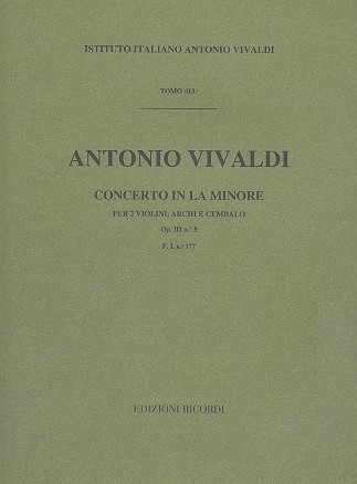 Konzert a-Moll op.3,8 fr 2 Violinen, Streicher und Bc,  Partitur