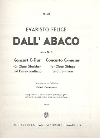 Konzert C-Dur op.5,5 fr Oboe und Streichorchester Oboe solo
