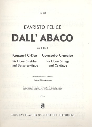Konzert C-Dur op.5,5  fr Oboe und Streichorchester Oboe solo