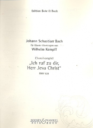 Ich ruf zu dir Herr Jesu Christ Choralvorspiel fr Klavier