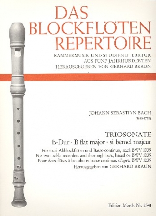 Triosonate B-Dur nach BWV1039 fr 2 Altblockflten und Bc