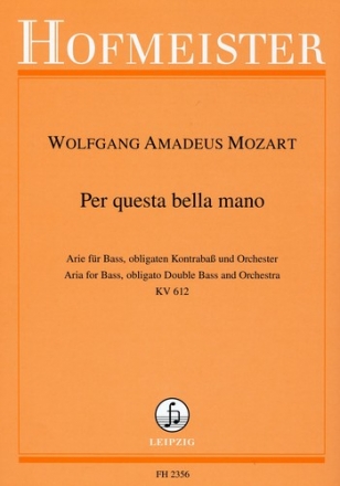 Per questa bella mano KV612  fr Bass, Kontraba und Orchester Klavierauszug