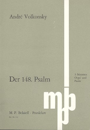 Psalm 148 für 3 Stimmen, Orgel und Pauke Partitur (lat)