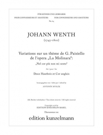 Variationen über ein Thema von Giovanni Paisiello für 2 Oboen und Englischhorn Stimmen