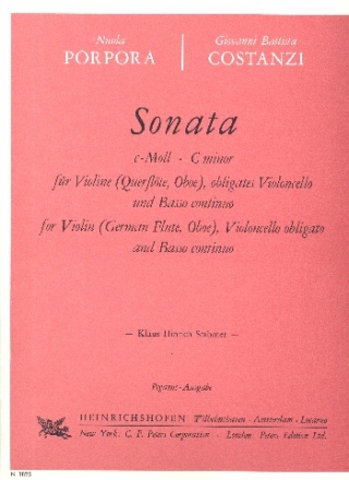 Sonata c-Moll fr Violine, obligates Violoncello und Bc Partitur und Stimmen