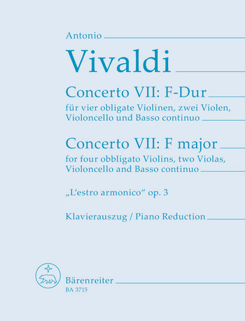 Concerto F-Dur op.3,9 fr 4 Violinen und Streicher Klavierauszug