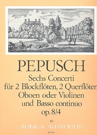 Concerto op.8,4 für 2 Blockflöten (Flöten, Oboen, Violinen), 2 Oboen (Flöten, Violinen) und Bc   Partitur und Stimmen
