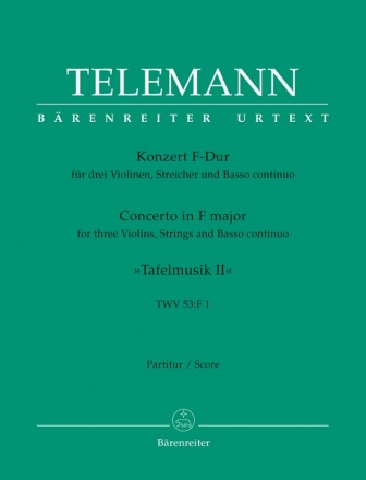 Konzert F-Dur fr 3 Violinen und Streichorchester Partitur (= Cembalo)