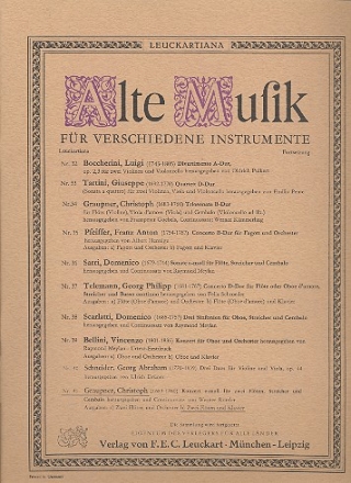 Konzert e-Moll fr 2 Flten, Streicher und Cembalo Klavierauszug