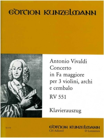 Konzert F-Dur RV551 fr 3 Violinen und Klavier Klavierauszug
