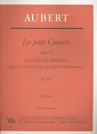 Les petits Concerts op.16 Band 2 (Nr.4-6) für 2 Altblockflöten Spielpartitur