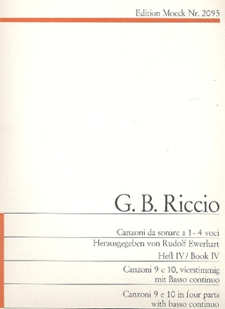 Canzoni da sonare  1-4 voci Band 4 fr 1-4 Stimmen und Bc Partitur und Stimmen