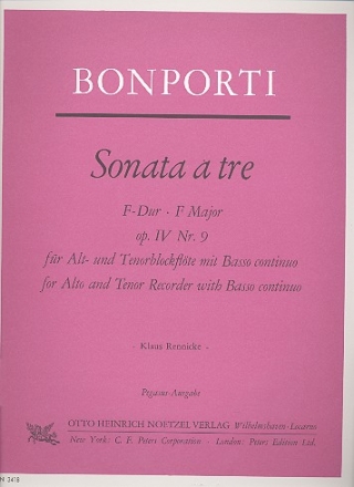 Sonata a tre F-Dur op.4,9 fr 2 Blockflten (AT) und Bc