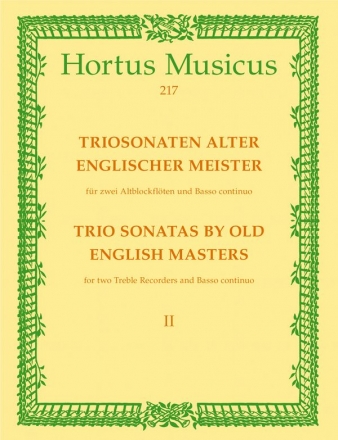 Triosonaten alter englischer Meister Band 2 fr 2 Altblockflten und Bc Partitur und 3 Stimmen