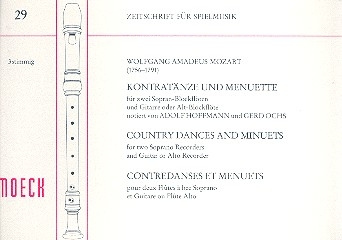 Kontratnze und Menuette  fr zwei Sopranblockflten und Gitarre Partitur