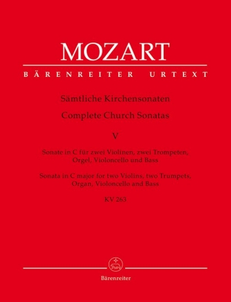 Sonate C-Dur KV263 fr 2 Violinen, 2 Trompeten, Orgel, Violoncello und Kontraba,     Partitur (= Orgel)