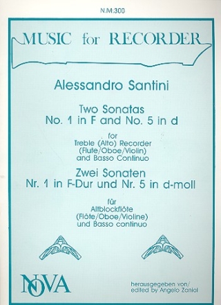 2 Sonatas for treble recorder and piano