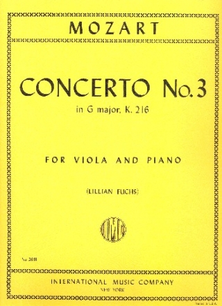 Concerto g major KV216 no.3 for viola and piano