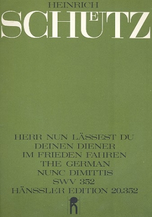 Herr nun lssest du deinen Diener SWV352 fr Ba solo und Instrumente Partitur ohne Umschlag