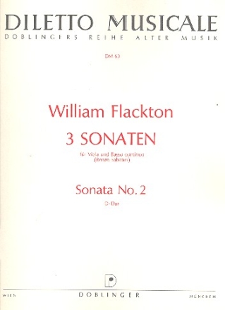 Sonata re maggiore fr Viola und Generalbass (Klavier, Cembalo) Partitur und 2 Stimmen