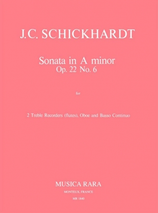 Sonate a-Moll op.22,6 for 2 treble recorders, oboe and bc