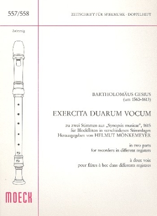 Exercita duarum vocum fr Blockflten in verschiedenen Stimmlagen Partitur