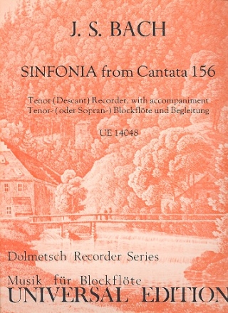 Sinfonia from Cantata 156 for tenor (descant) recorder with accompaniment