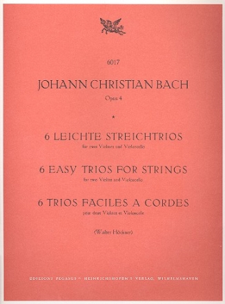 6 leichte Streichtrios op.4 fr 2 Violinen und Violoncello Stimmen