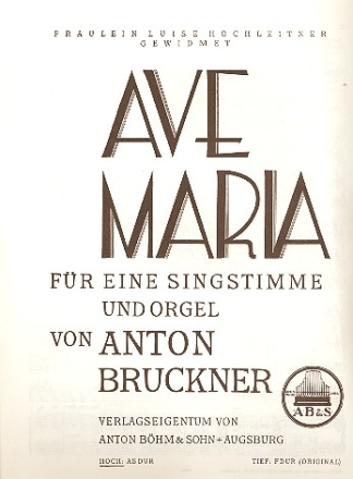 Ave Maria  fr hohe Singstimme und Orgel