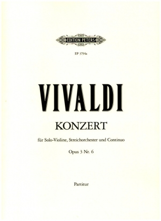 Konzert a-Moll op.3,6 RV356 für Violine, Streicher und Bc Partitur (= Cembalo)