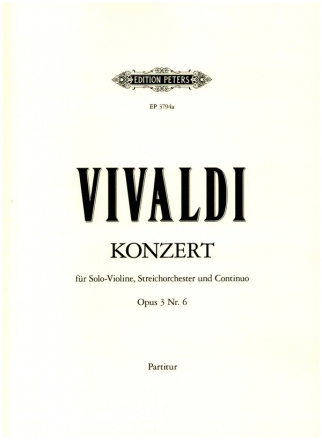 Konzert a-Moll op.3,6 RV356 fr Violine, Streicher und Bc Partitur (= Cembalo)