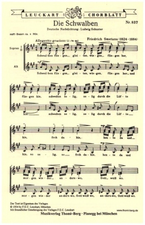Die Schwalben fr Frauenchor (SSA) a cappella Singpartitur (dt)