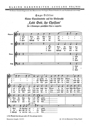 Lobt Gott, ihr Christen allzugleich fr Chor (SATB) Partitur