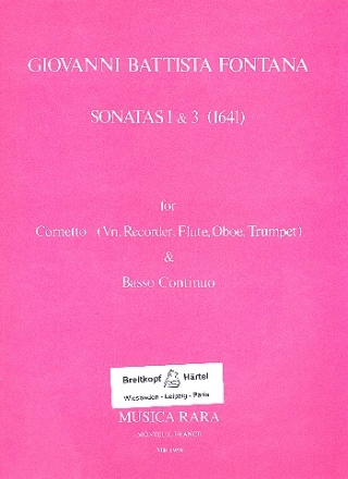 Sonatas no.1 and 3 for cornet and bc