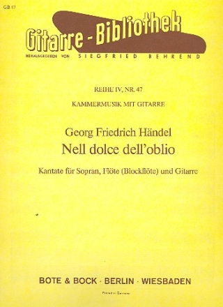 Nell dolce dell'oblio Kantate fr Sopran, Flte und Gitarre