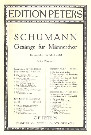 Jagdlieder op.137 fr Mnnerchor und 4 Hrner ad lib. Partitur (dt)