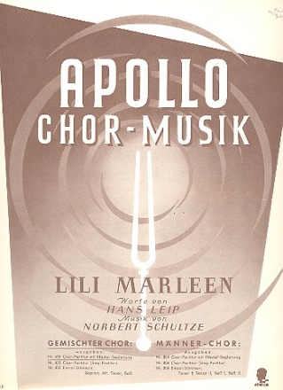 Lili Marleen fr gem Chor und Klavier Partitur (dt)