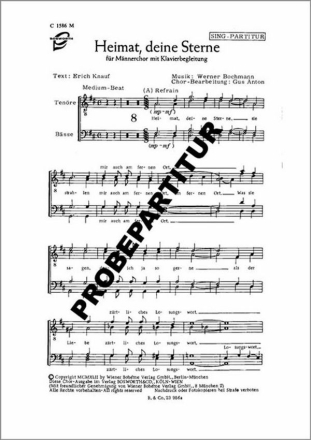 Heimat deine Sterne f�r M�nnerchor und Klavier Klavierpartitur
