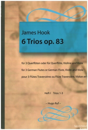 6 Trios op.83 Band 1 (Nr.1-3) für 3 Flöten (Flöte, Violine, Viola) Partitur und Stimmen