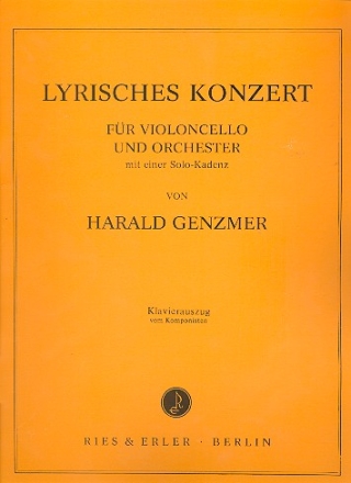 Lyrisches Konzert fr Violoncello und Orchester fr Violoncello und Klavier