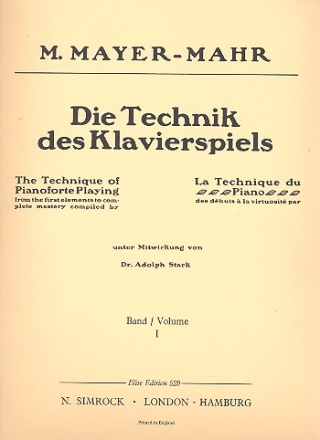 Die Technik des Klavierspiels Band 1