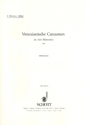 Venezianische Canzonen fr 4 beliebige Instrumente (Fidel-, Gamben-, Blockflten-, Lauten-, G Einzelstimme - Stimme 2, Alto