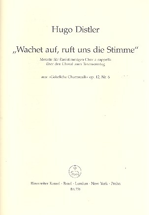 Wachet auf ruft uns die Stimme op.12,6 Motette fr gem Chor (SSATB),  Partitur