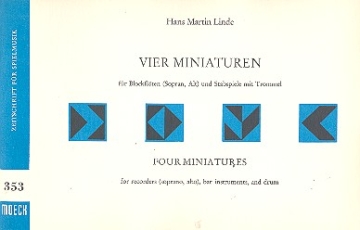 Miniaturen fr 2 Blockflten (SA) und Schlagwerk Spielpartitur