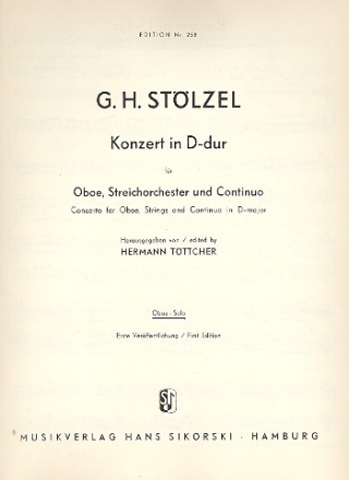 Konzert D-Dur fr Oboe und Streicher Oboe solo